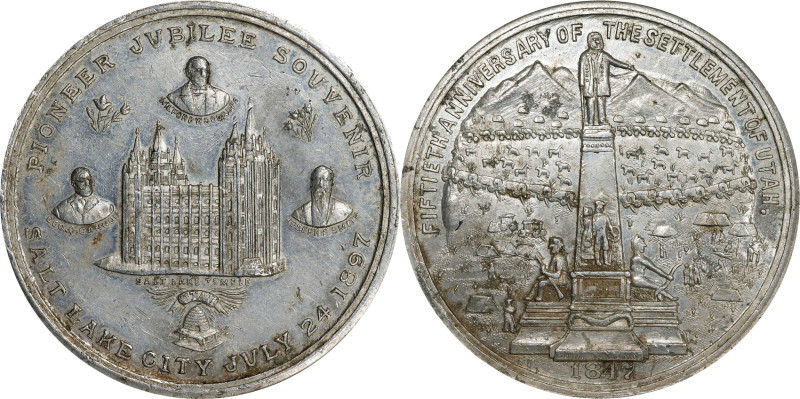 1897 Utah, 50th Anniversary of Settlement Medal. HK-1009a. Rarity-8. Aluminum. A...