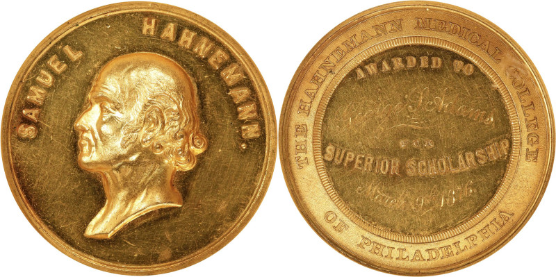 1876 Hahnemann Medical College, Philadelphia Award Medal for Superior Scholarshi...