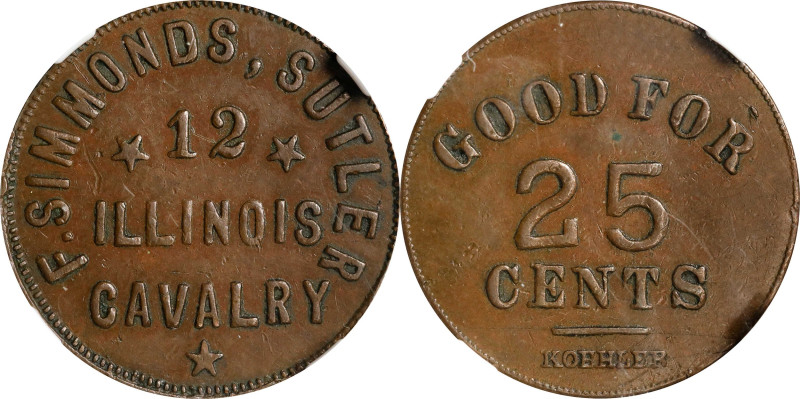 Illinois. 12th Illinois Cavalry. Undated (1861-1865) Florian Simmonds. 25 Cents....
