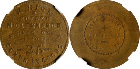 Illinois. McClernand's Brigade. Undated (1861-1865) Henry Rice. 25 Cents. Schenkman IL-MB-25B (IL-T25B), W-IL-440-025b. Rarity-7. Brass. Plain Edge. M...