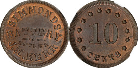 Kentucky. 1st Kentucky Independent Battery (Simmonds Battery). Undated (1861-1865) J.M. Kerr. 10 Cents. Schenkman KY-1-10C (NL-M10C), W-KY-102-010a-13...