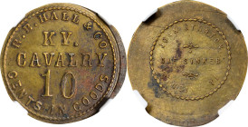 Kentucky. Kentucky Cavalry. Undated (1861-1865) R.B. Hall & Co. 10 Cents. Schenkman KY-CV-10B (KY-B10B), W-KY-160-010b. Rarity-8. Brass. Plain Edge. A...