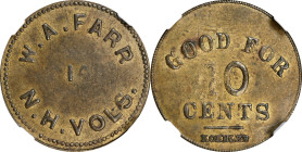 New Hampshire. 14th New Hampshire Volunteer Regiment. Undated (1861-1865) W.A. Farr. 10 Cents. Schenkman NH-14-10B (NH-A10B), W-NH-100-010b. Rarity-9....
