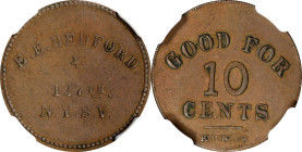 New York. 127th New York State Volunteers. Undated (1861-1865) E.E. Bedford. 10 Cents. Schenkman NY-127-10C (NY-F10C), W-NY-220-010a. Copper. Plain Ed...