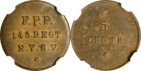 New York. 145th Regiment New York State Volunteers. Undated (1861-1865) F.P. Perkins. 5 Cents. Schenkman NY-145-5B (NY-G5B), W-NY-240-005b. Rarity-8. ...