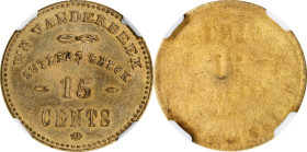 New York. 158th New York Volunteers. Undated (1861-1865) William Vanderbeek. 15 Cents. Schenkman NY-158-15B (NL-AD15B), W-NY-260-015b. Rarity-9. Brass...