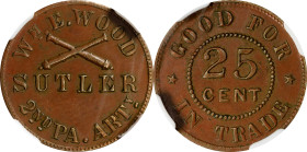 Pennsylvania. 2nd Pennsylvania Artillery. Undated (1861-1865) William W. Wood. 25 Cents. Schenkman PA-2-25C (PA-B25C), W-PA-120-025a. Rarity-6. Copper...