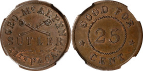 Pennsylvania. 11th Pennsylvania Cavalry. Undated (1861-1865) George McAlpen. 25 Cents. Schenkman PA-11a-25Cb, W-Unlisted. Rarity-8. Copper. Plain Edge...