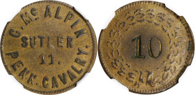 Pennsylvania. 11th Pennsylvania Cavalry. Undated (1861-1865) George McAlpin. 10 Cents. Schenkman PA-11b-10Ba (PA-D10Ba), W-PA-140-010b. Rarity-8. Bras...