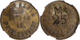 Pennsylvania. 11th Pennsylvania Cavalry. Undated (1861-1865) George McAlpin. 25 Cents. Schenkman PA-11b-25Bc (PA-D25Bc), W-PA-140-025b-y. Rarity-8. Br...