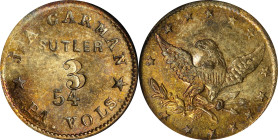 Pennsylvania. 54th Pennsylvania Volunteers. Undated (1861-1865) Joseph A. Garman. 3 Cents. Schenkman PA-54-3B (PA-I3B), W-PA-240-003b. Rarity-5. Brass...