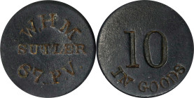 Pennsylvania. 67th Pennsylvania Volunteers. Undated (1861-1865) W.H. McCutchen. 10 Cents. Schenkman PA-67-10L (PA-J10L), W-PA-260-010g. Rarity-9. Lead...
