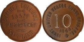 Pennsylvania. 155th Pennsylvania Volunteers/1st U.S. Zouaves. Undated (1861-1865) Samuel Pollock. 10 Cents. Schenkman PA-155-10R (PA-L10R), W-PA-320-0...