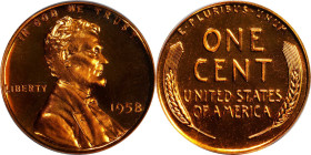 1958 Lincoln Cent. Proof-69 Deep Cameo (PCGS).
An awe-inspiring Ultra Gem that approaches numismatic perfection. Vivid reddish-orange surfaces are as...