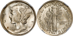 1918-D Mercury Dime. MS-65+ FB (NGC). CAC.
A dazzling Gem with satiny luster and virtually untouched surfaces. Exceptionally well struck with predomi...