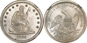 1864 Liberty Seated Quarter. MS-66 (NGC).
Offered is an exceptional Condition Census example of a rare circulation strike quarter from the Civil War ...