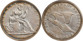 1838 Gobrecht Silver Dollar. Name Removed. Judd-84 Restrike, Pollock-93. Rarity-5. Silver. Reeded Edge. Die Alignment III. Proof-25 (NGC).
Here is a ...