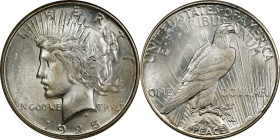 1925-S Peace Silver Dollar. MS-65 (NGC).
We note above average striking detail for this challenging issue, the centers with emerging to bold definiti...