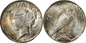 1927-S Peace Silver Dollar. MS-65+ (NGC). CAC.
As one of the best struck, finest certified 1927-S Peace dollars that we have handled in recent memory...