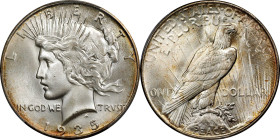 1935 Peace Silver Dollar. MS-67 (PCGS).
This is an uncommon example of both the type and the issue, and for two significant reasons. First, the surfa...