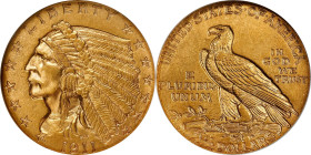 1911-D Indian Quarter Eagle. Strong D. MS-63 (NGC).
Our multiple offerings in this sale notwithstanding, the 1911-D is scarce to rare in all Mint Sta...