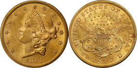 1873-S Liberty Head Double Eagle. Open 3. MS-61 (PCGS).
Delightful golden-apricot surfaces are sharply struck with bountiful mint frost. An attractiv...