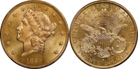 1889-S Liberty Head Double Eagle. MS-64 (PCGS).
A decidedly prooflike example with semi-reflective fields supporting softly frosted motifs. The surfa...