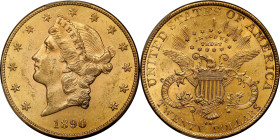 1890-CC Liberty Head Double Eagle. MS-62 (PCGS).
This lustrous Uncirculated double eagle presents a bold to sharp strike and richly original golden-a...