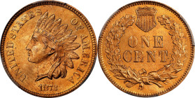 1872 Indian Cent. Bold N. MS-64 RD (PCGS). CAC.
Glowing orange-rose surfaces sport full, vivid mint color and lively satin luster. Well struck, we no...