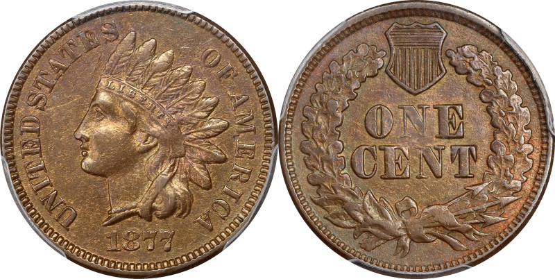 1877 Indian Cent. AU-55 (PCGS).
Sharply defined in all but a few isolated areas...