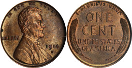 1914-D Lincoln Cent. MS-63 BN (ANACS). OH.
This smartly impressed, key date Lincoln cent also offers dominant color in handsome medium autumn-brown. ...