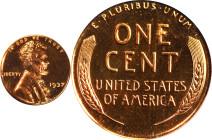 1937 Lincoln Cent. Proof-67 RD (PCGS). CAC.
This exceptional Superb Gem Proof is alive with fiery orange-red color on deeply mirrored surfaces. The e...