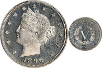 1896 Liberty Head Nickel. Proof-66 Cameo (PCGS).
This Gem offers a rare coalescence of superior preservation and exceptional production quality. The ...