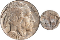 1924-S Buffalo Nickel. MS-64 (PCGS).
Handsome pearl-gray surfaces exhibit intermingled highlights of pale champagne-apricot and, on the reverse only,...