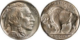 1937-S Buffalo Nickel. MS-67+ (NGC).
Smooth, softly frosted surfaces are brilliant apart from the lightest champagne-gold tinting. Sharply struck and...