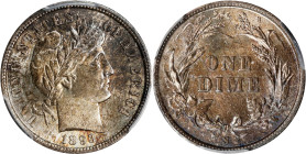 1893-S Barber Dime. MS-65 (PCGS).
A heavily circulated issue from the second year of the Barber Dime series, the 1893-S (2,491,401 coins struck) is a...