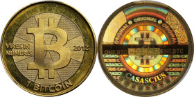 2012 Casascius 1 Bitcoin. Loaded. Firstbits 1CSYMqE5. Series 2. Brass. MS-66 (PCGS).
Loaded with 1 BTC. A sensational Gem example with lovely olive-g...