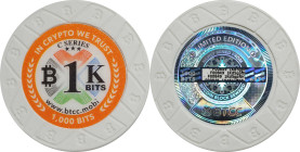 2016 BTCC 1K Bits "Poker Chip" 0.001 Bitcoin. Loaded. Firstbits 1Kd5gpfthT. Serial No. F00849. Series C. MS-69 (ANACS).
Loaded with 0.001 BTC. A simi...