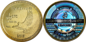 2015 Denarium 0.01 Bitcoin. Firstbits 18uhBQqK. Serial No. L02877. Brass. MS-65 (PCGS).
Loaded with 0.01 BTC. A very special example of this elusive ...