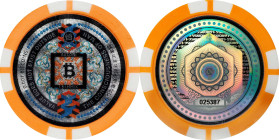 2017 Satori "Poker Chip" 0.001 Bitcoin. Loaded. Pre-Fork. Serial No. 025387. Plastic. MS-69 (ANACS).
Loaded with 0.001 BTC. The obverse features an o...