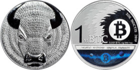 2019 Sol Noctis "Binary Bull" 0.001 Bitcoin. Loaded. Firstbits 14izVFzJ. Silver. MS-69 PL (ICG).
Loaded with 0.001 BTC. The Binary Bull was issued by...