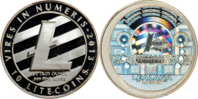 2013 Lealana 10 Litecoin. Loaded. Firstbits LdpgDNd3. Black Address, Non-Serialized. "Error" Variety. Silver. Proof-68 Deep Cameo (PCGS).
Loaded with...