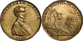 1860 Abraham Lincoln Campaign Medal. DeWitt-AL 1860-41, Cunningham 1-500B, King-38. Brass. MS-63 (NGC).
28 mm. Pierced for suspension.

Estimate: $...