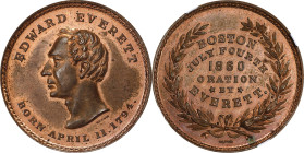 1860 John Bell Campaign Medal. DeWitt-JBELL 1860-5. Copper. MS-64 RB (NGC).
31 mm.

Estimate: $125