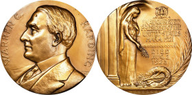 1923 Warren G. Harding Memorial Medal. Failor-Hayden 128. Golden Bronze. Mint State.
76 mm. The medal is housed in the original leather folding case ...