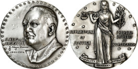 1972 J. Edgar Hoover Memorial Medal. By Ralph J. Menconi, Struck by Medallic Art Co. Silver. Edge No. 367. About Uncirculated.
57 mm. 4.33 troy ounce...