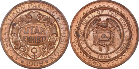 1909 Alaska-Yukon-Pacific Exposition. Utah Dollar. HK-359, SH 16-8 CU. Rarity-5. Copper. MS-64 RB (NGC).
38 mm.

Estimate: $200