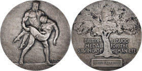 Undated Britton I. Budd Life Saving Medal. Awarded to James P. Farrell. Silver. About Uncirculated.
63 mm. 3.755 troy ounces, XRF tested as .999 fine...