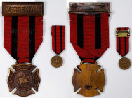 Undated National Indian Wars Veterans Medal & Miniature Campaign Medal. Bronze.
The large badge 54 x 120 mm, Obv: Pin with a red and blue ribbon and ...