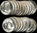 Roll of 1957-D Franklin Half Dollars. Mint State (Uncertified).
A plastic tube roll. (Total: 20 coins)

Estimate: $300